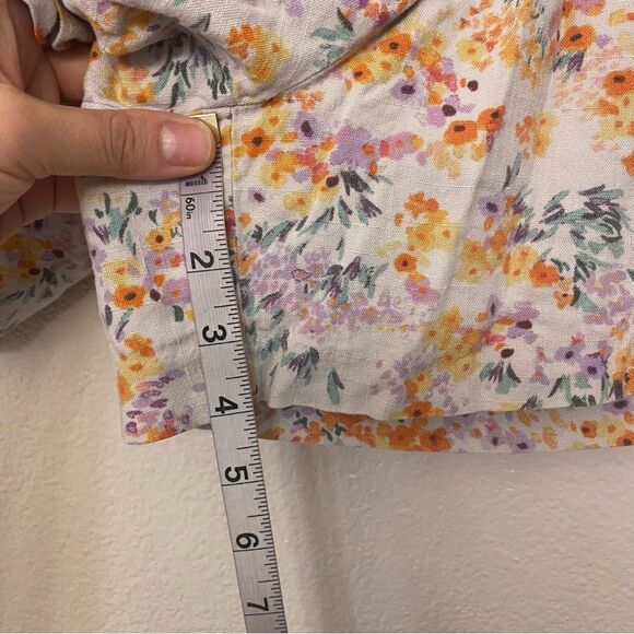H&M Linen viscose Blend Pull On Shorts hi rise micro floral print pockets size M - Picture 7 of 12